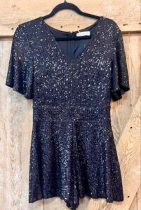 Black Sequin Romper Small