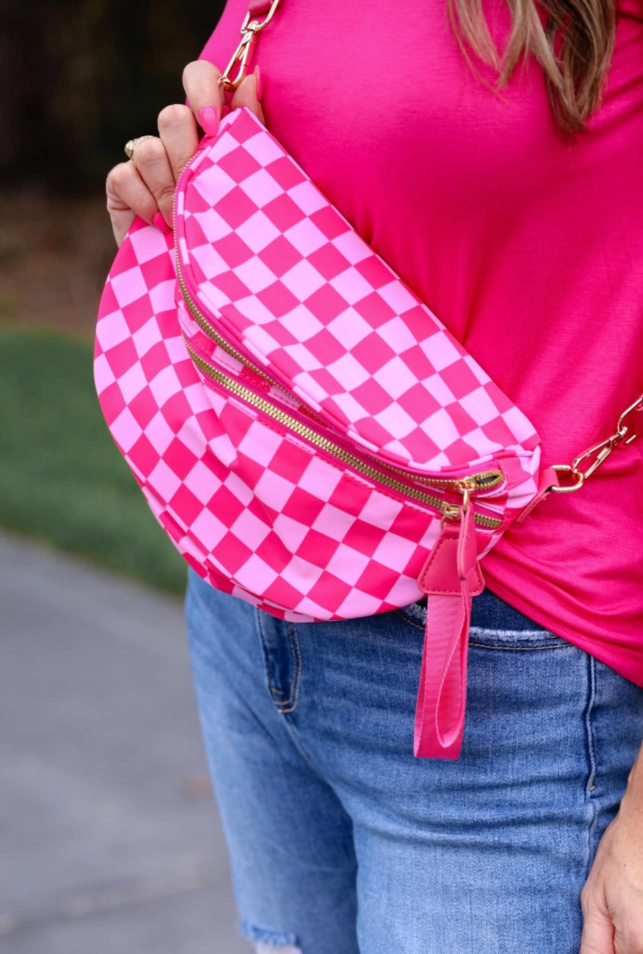 Pink Checkered Bum Bag