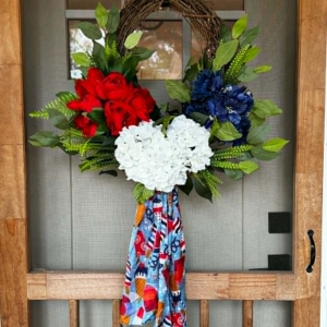 Red White Blue Grape Vine with Blue scarf